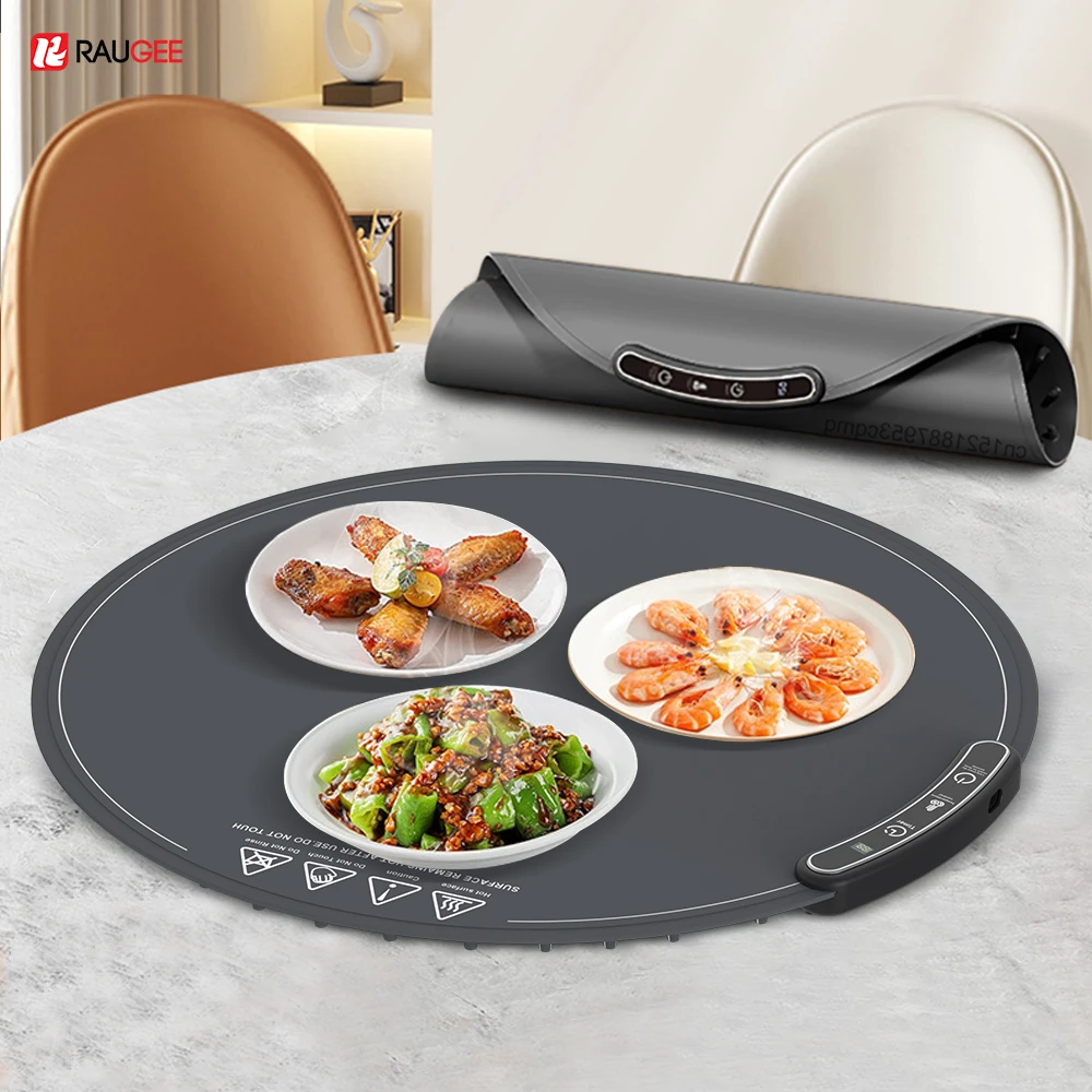 Electric Food Warmer Mat Foldable Electric Warming Tray 8 Temperature Fast Heating 220V Electric Food Plate Cup Warmer Mat