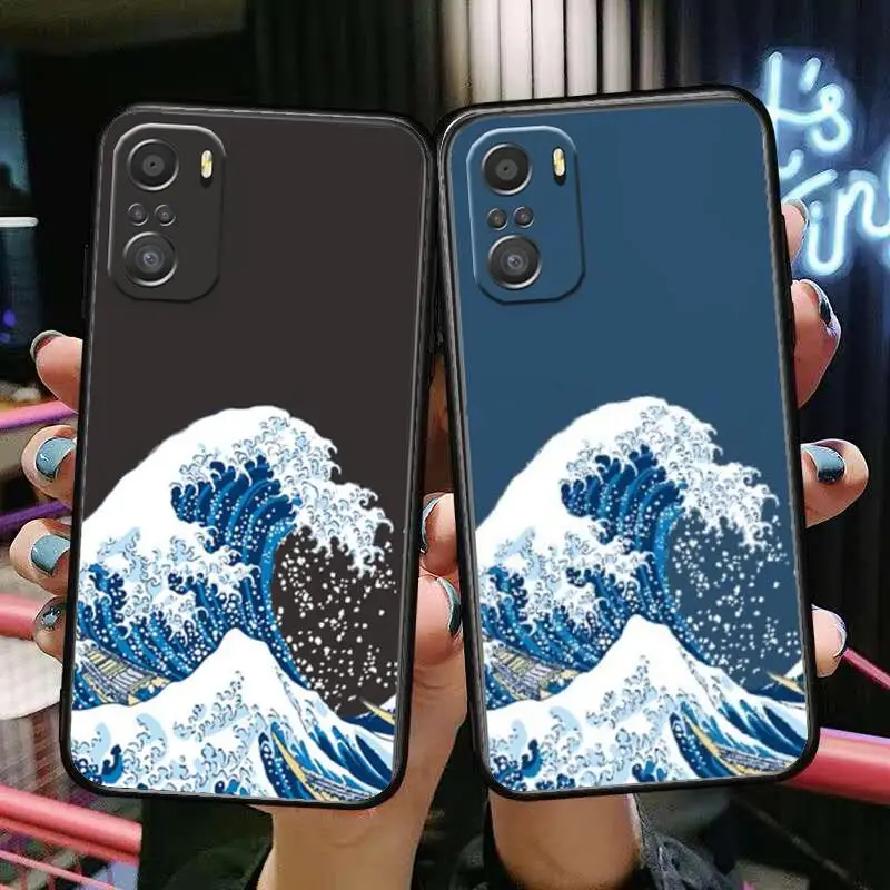 

The Big Wave of kanagawa Phone Case For xiaomi redmi 11 Lite pro Ultra 10 9 8 MIX 4 FOLD 10T Black Cover Silicone Back Prett