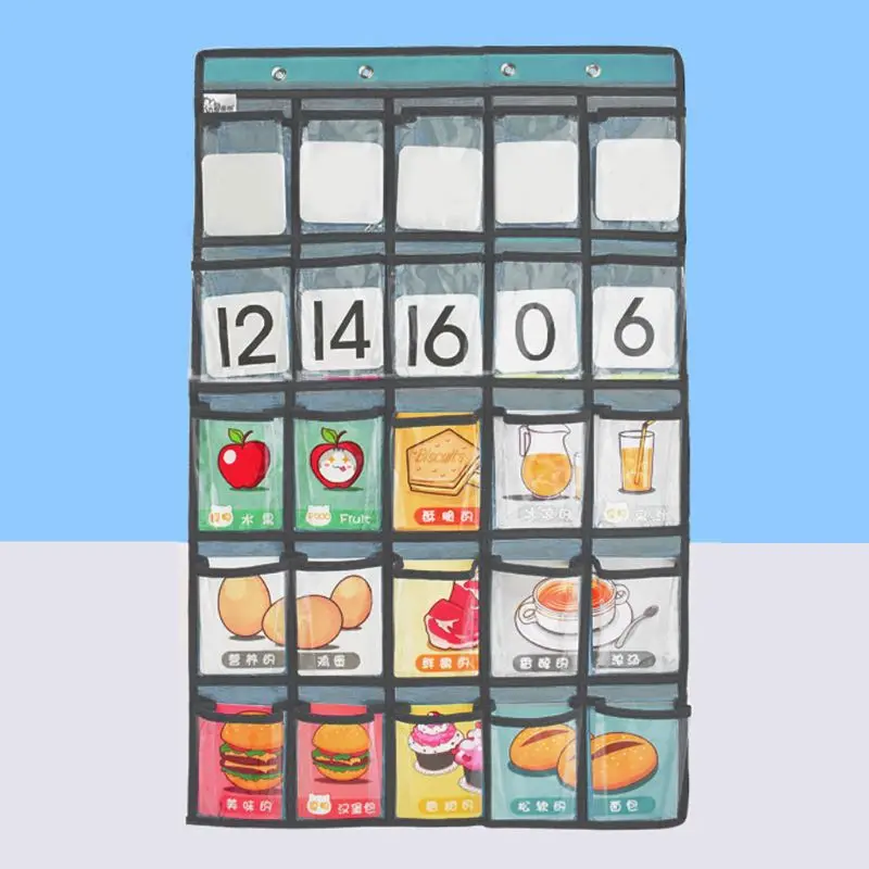 

Multi-pocket Wall Hanging Storage Chart for Organizing Phones Cards Teaching Props Home Office Classroom Use 40JB