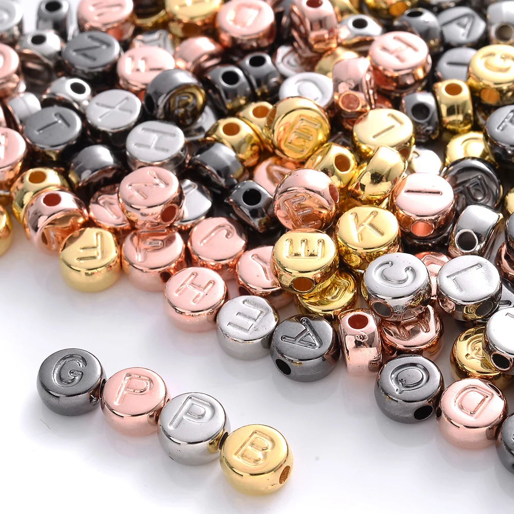 Acrylic Letter Beads 100Pcs Gold Silver for Jewelry Making