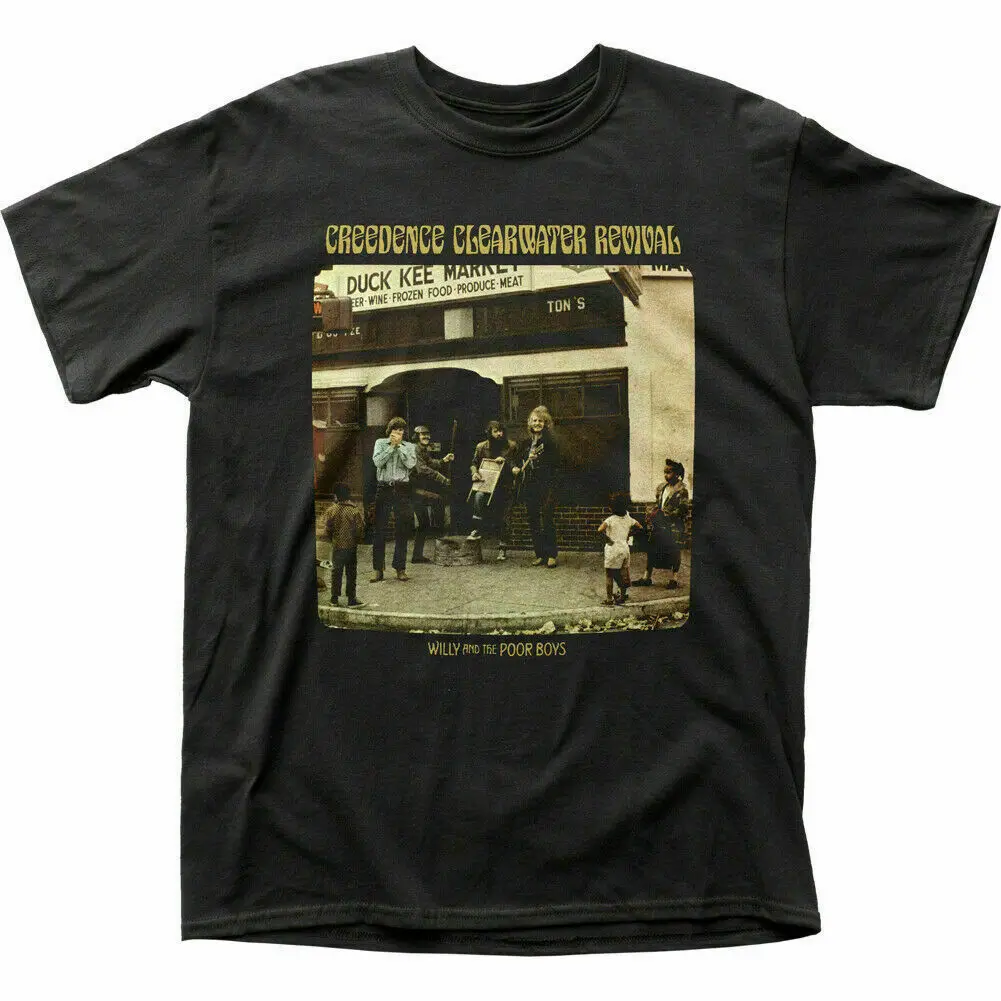 T-Shirt Da Uomo Creedence 796 Revival Poor Boys Con Licenza Rock N Roll Black