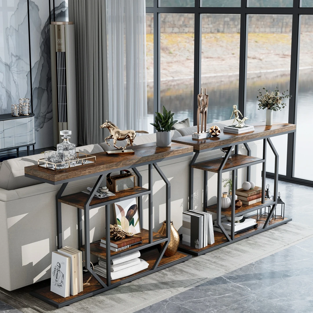 4-Tier Industrial Console Table 5