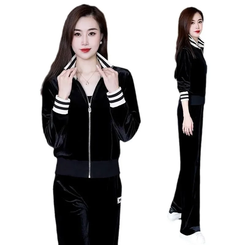 الراقية الذهب المخملية مجموعة ملابس رياضية المرأة...