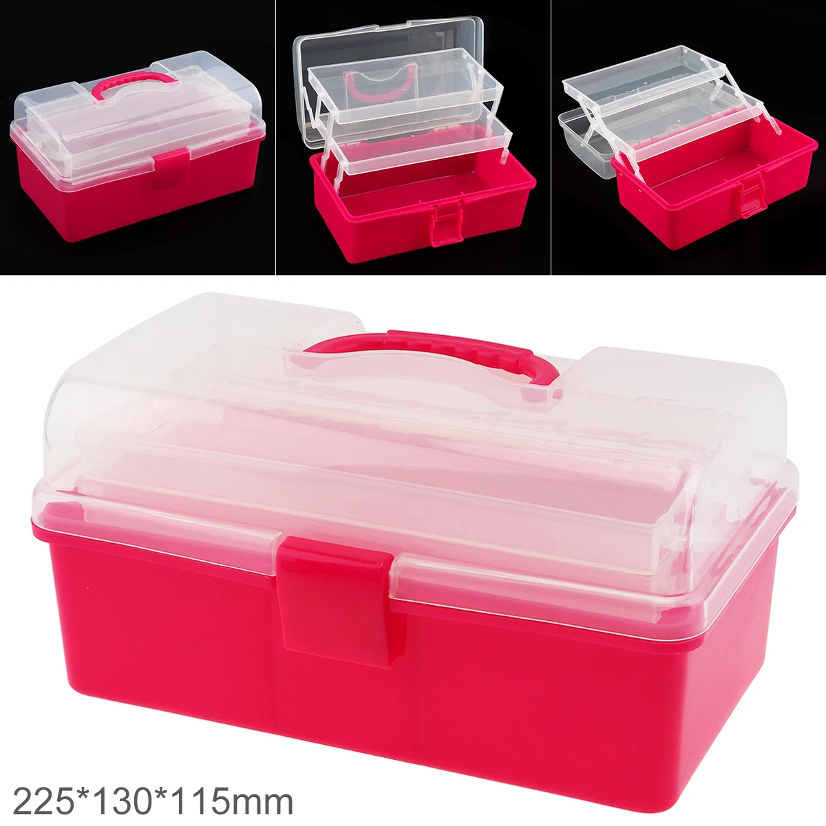 

9 Inch PP Plastic Portable Handheld Three-layer Tool Storage Box with 225mm Length and 130mm Width for Hardware Accessories