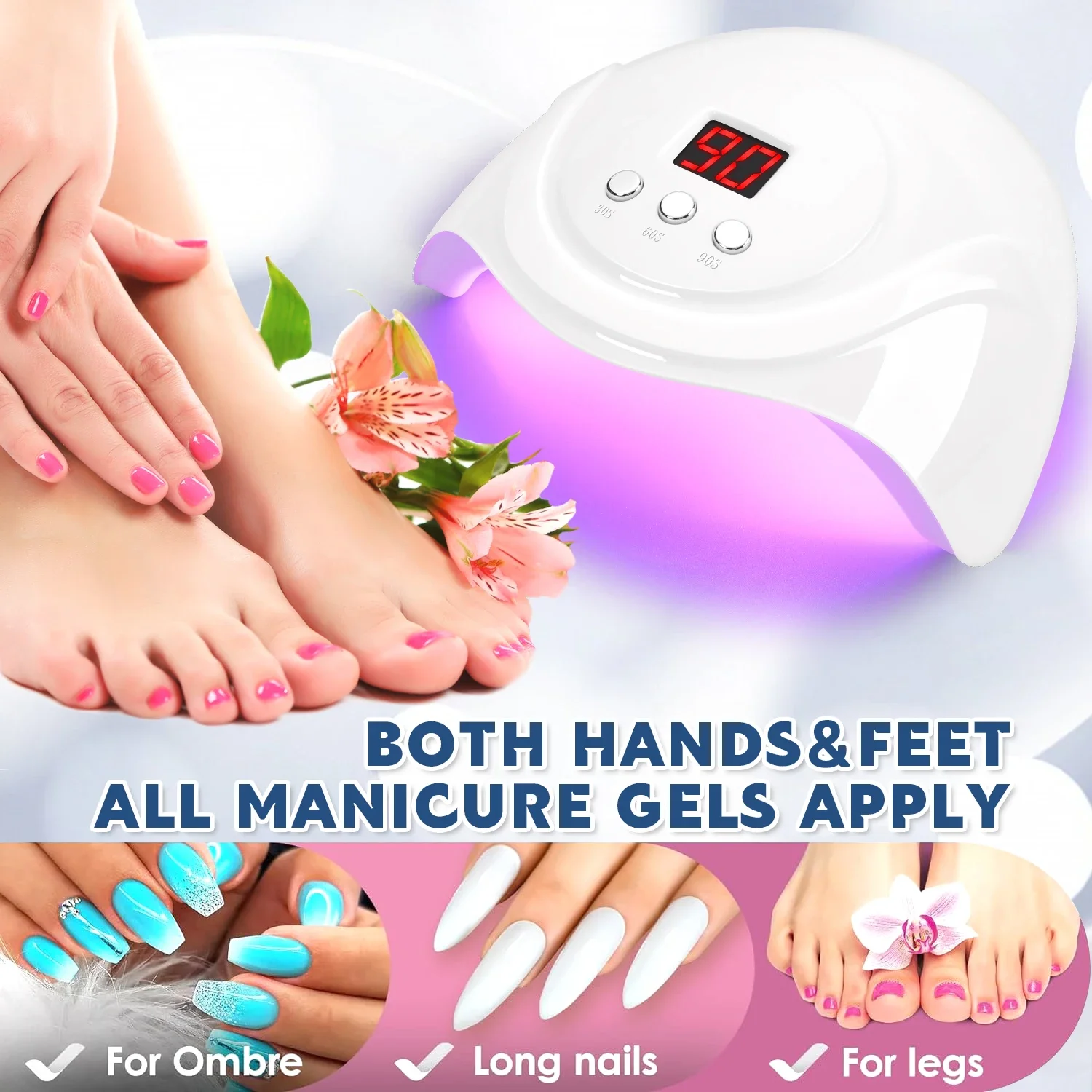 72W UV LED Nail Drying Lamp For Curing All Nail Gel Polish 24LEDS Nail Dryer With Automatic Sensor Professional Salon Art Tools 6