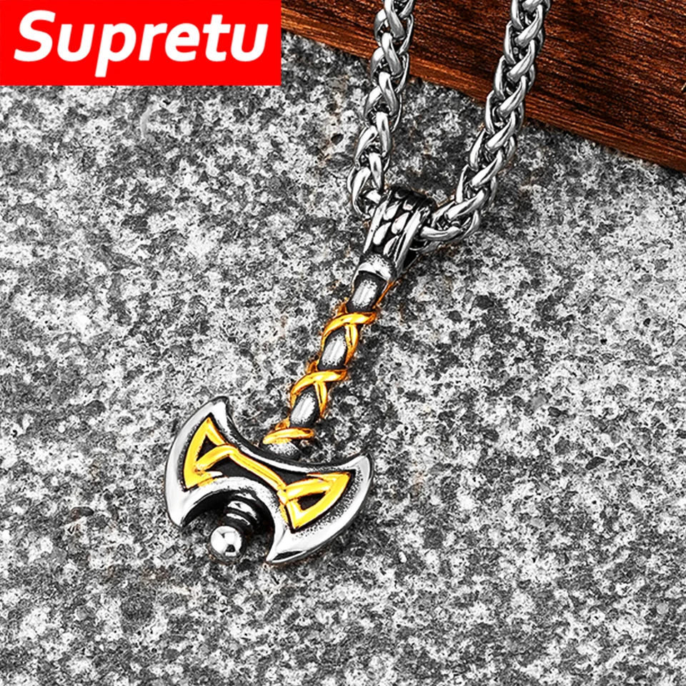 WODANICA Collana Martello Di Thor Vichinga - Acciaio Inox Con Rune - Ciondolo Mjolnir - 4