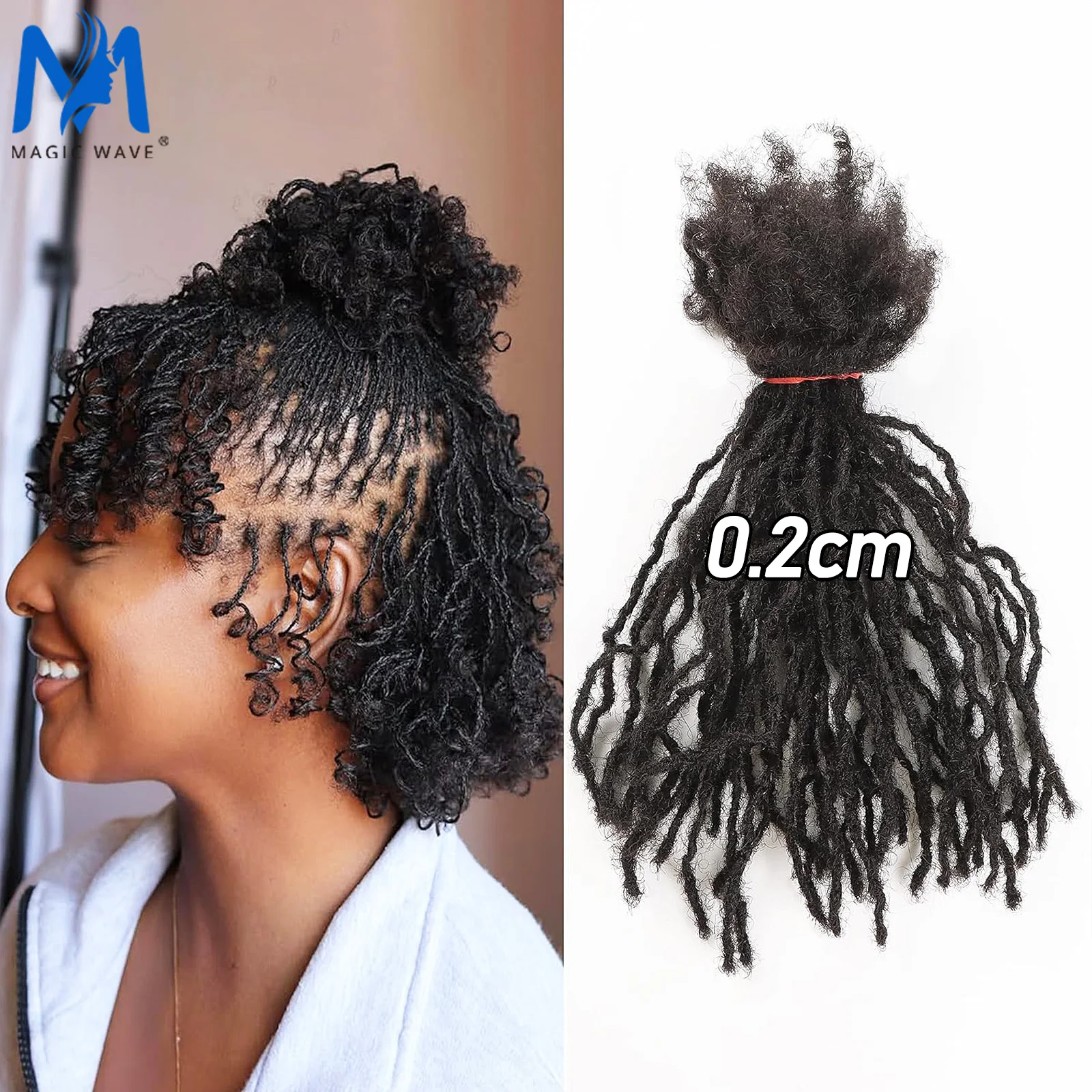 0.1cm-0.2cm Width Sister Locs Extensions Human Hair Curly Tips Permanent Micro Locs Extensions Natural Looking Soft Dreadlocks 1