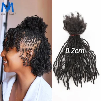 0.1cm-0.2cm Width Sister Locs Extensions Human Hair Curly Tips Permanent Micro Locs Extensions Natural Looking Soft Dreadlocks 1
