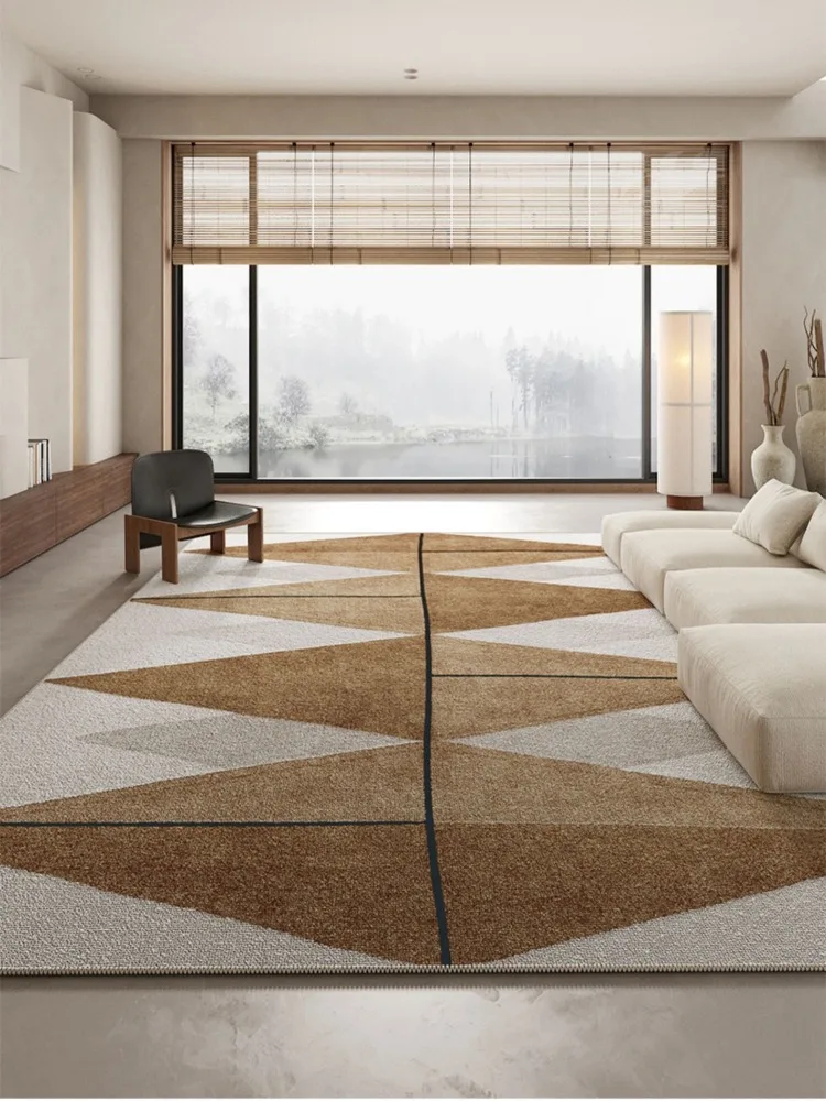 Modern Minimalist Geometric Pattern Large Area Living Room Carpets Beige Brown Bedroom Carpet Super Non-slip Creative Art Rug IG 2