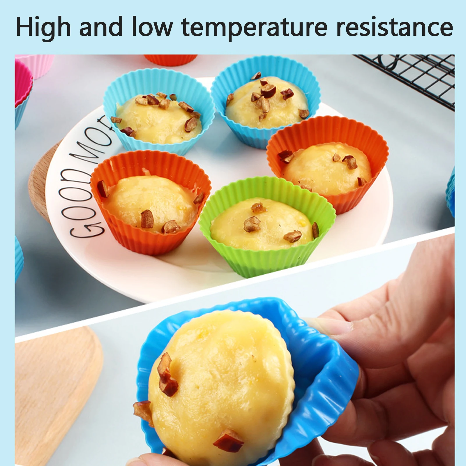 Reusable Silicone Muffin Cups 12Pcs, Non-Sticky, Food Grade