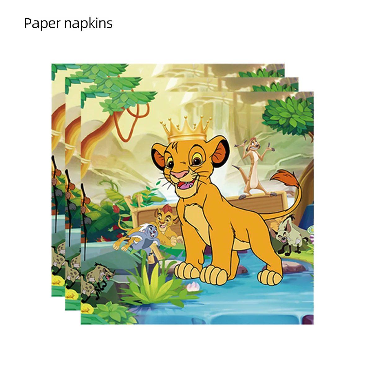 20/40Pcs Disposable Disney The Lion King Printed Table Dinner Tissue Napkin Paper Creative Handmade Simba Party Decoration