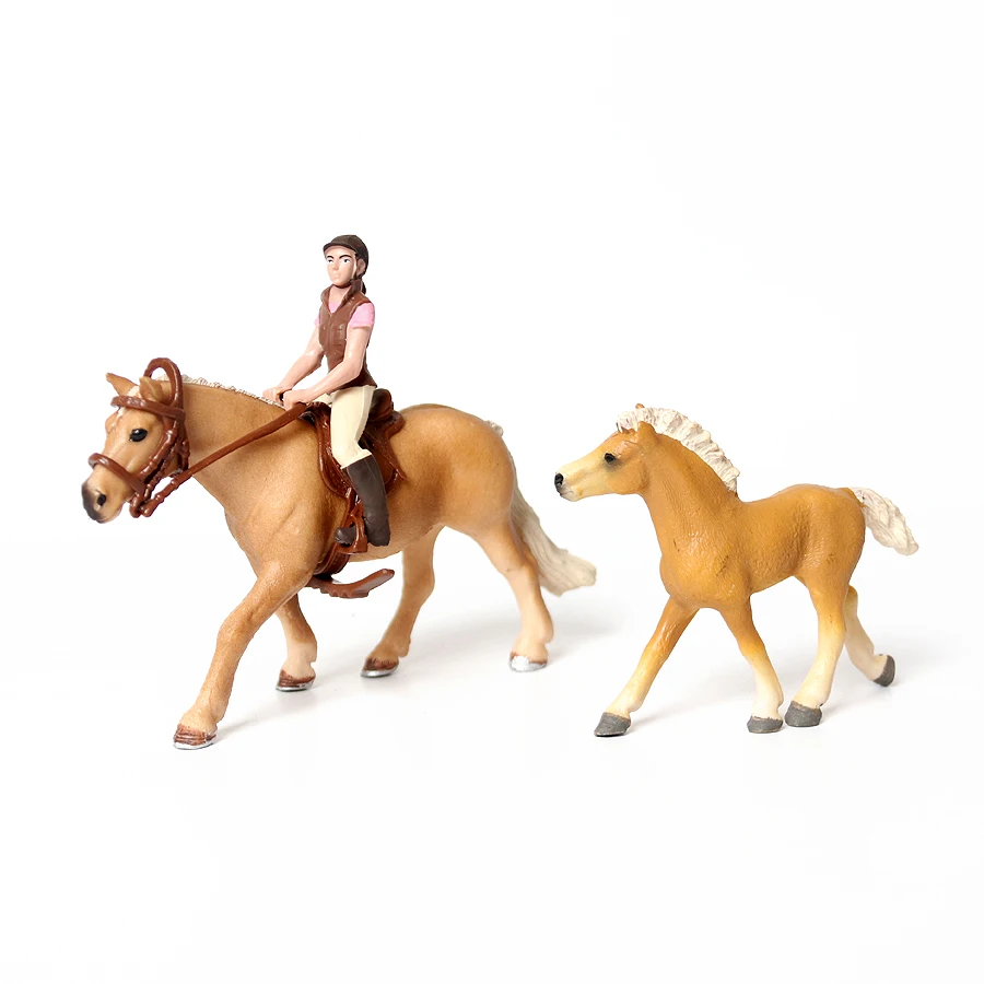 Realistisches Pferd und Fohlen-Set mit Fahrern, Nutztier-Spielzeug, Modellfiguren, Dekoration, Kuchendekoration, Lernspielzeug für Kinder – Detail 15