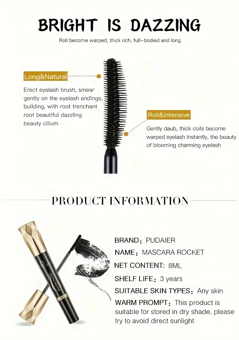 Description Picture 5 of itemSilk Fiber Lash Mascara Extension Black Thick Eye Lashes Waterproof & Smudge-Proof Long-Lasting No Flaking Natural No Clumping