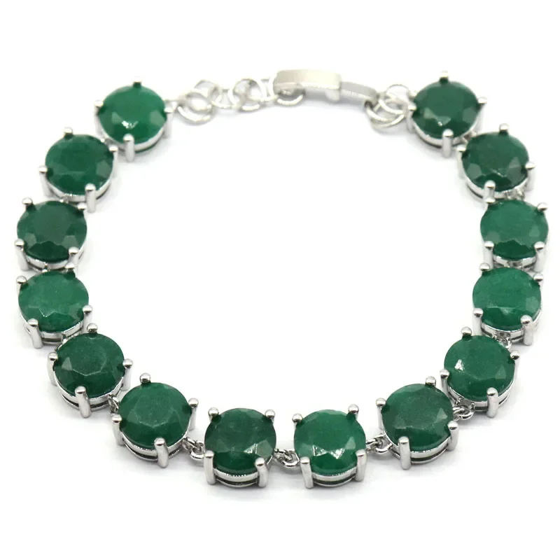 26g 925 SOLID STERLING SILVER Customized BRACELET Luxury Green Emerald Red Rubies Blue Sapphire Woman's Wedding 8inch