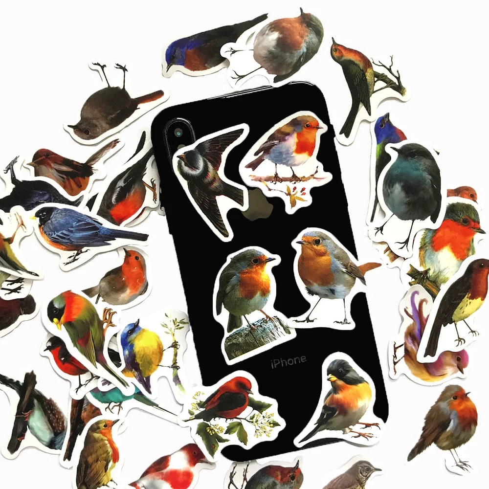 

40Pcs Colorful Watercolor Birds Cute Aesthetic Diary Journal Stickers Scrapbooking Stationery Notebook Decoration Sticker