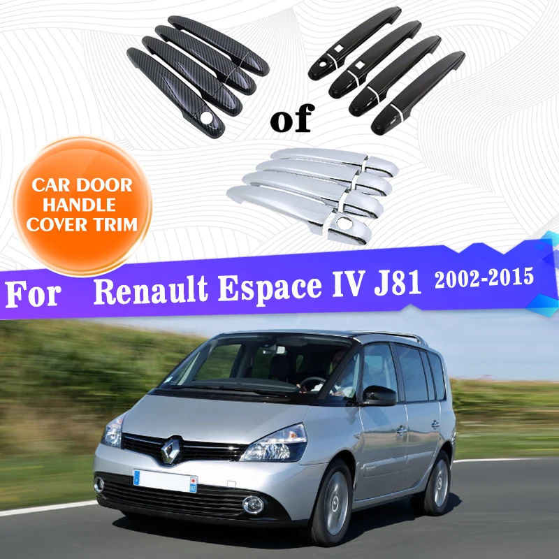 

Чехлы на дверные ручки для Renault Espace IV J81 2002-2015, глянцевые черные, из углеродного волокна, хромированные, автомобильные защитные наклейки, аксессуары, гаджет