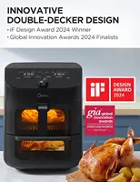Midea Dual Basket Air Fryer Oven 11 Quart 8 in 1 Functions Clear Window Smart Sync Finish Works with Alexa Wi-Fi Connectivity 2