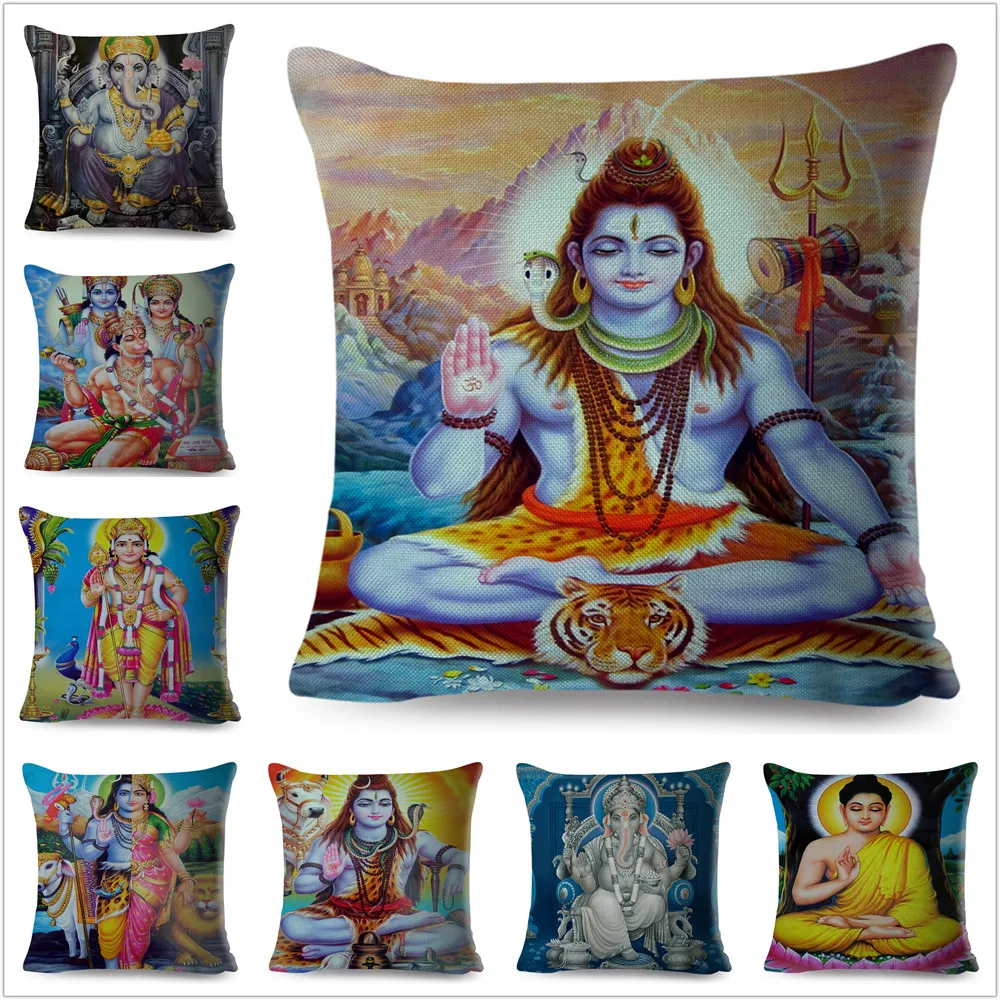 

Indian Mythology Shiva Cartoon Luxury Throw Pillow Case Cushion Cover Home Living Room Decorative Pillows For Sofa Bed Car 45*45
