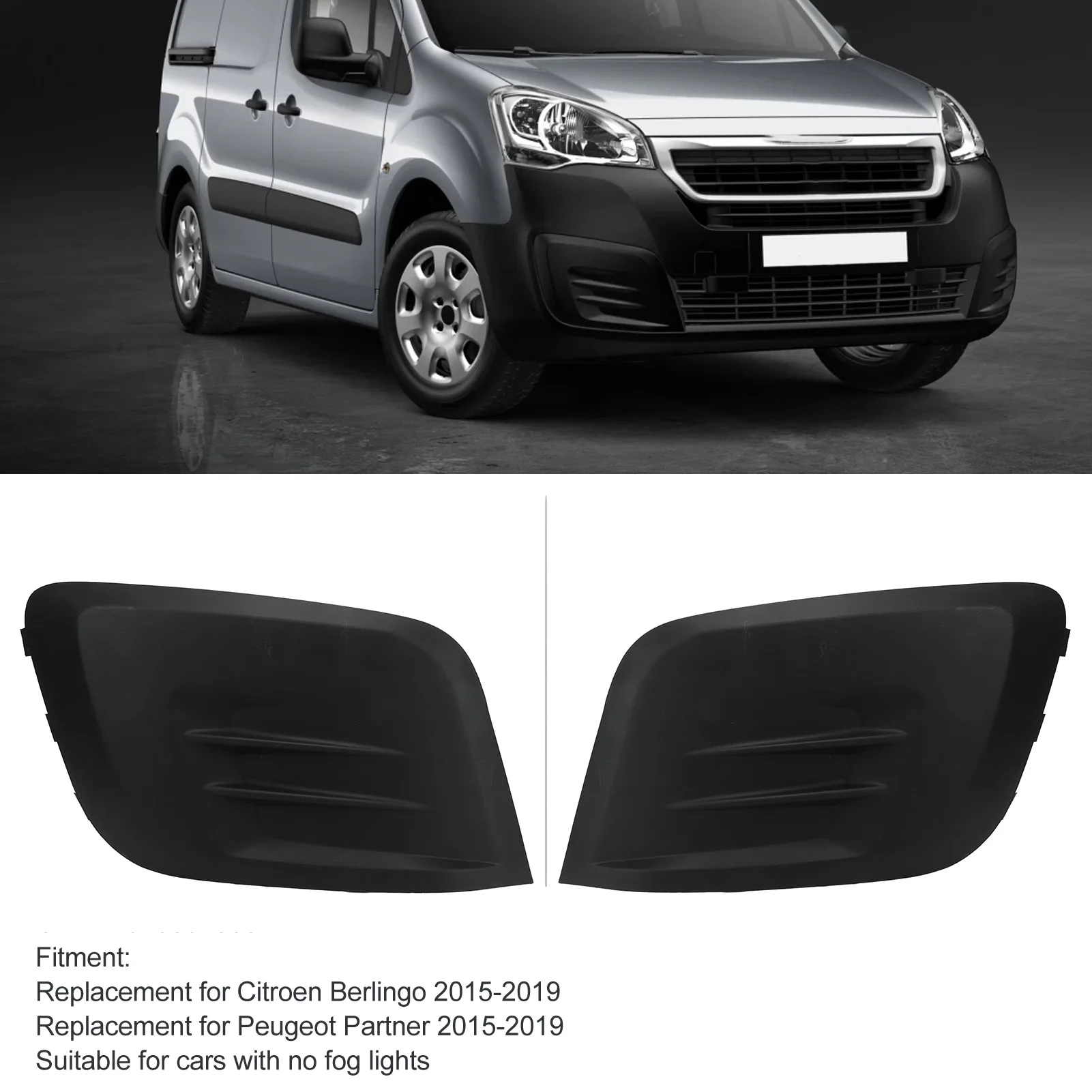 

1Pc Left or Right Front Bumper Lower Fog Light Lamp Cover Grille Fit For Citroen Berlingo Peugeot Partner 2015-2019