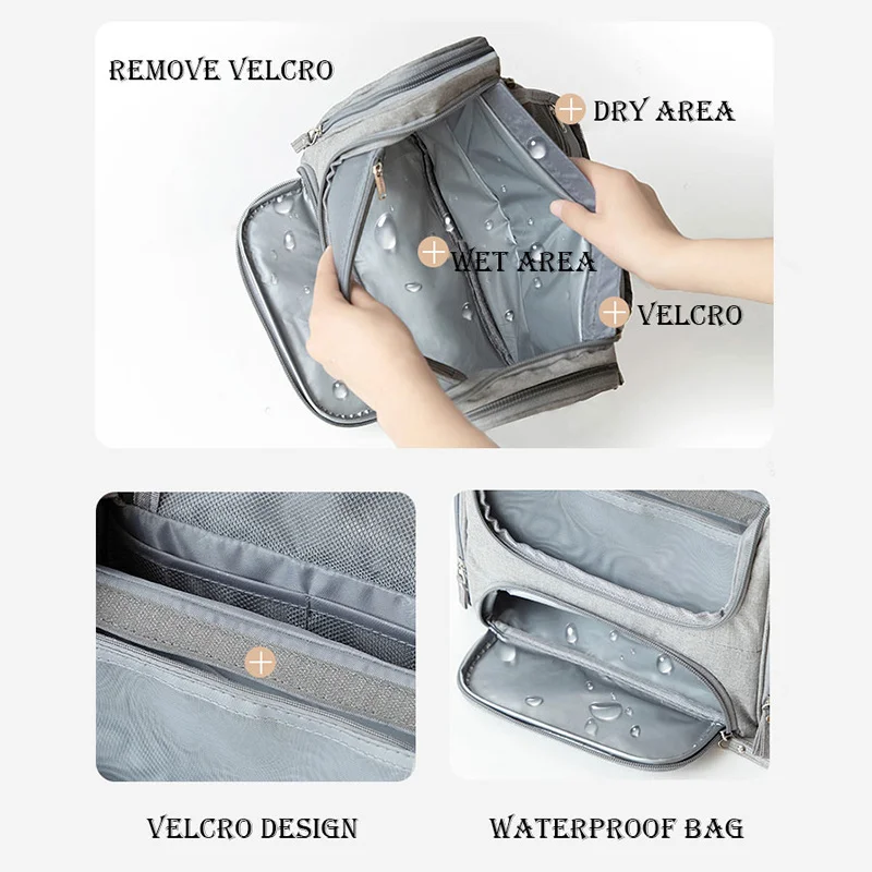 Waterproof Men Hanging Cosmetic Bag Travel Organizer Makeup Bag for Women Necessaries Make Up Case Wet and Dry Wash Toiletry Bag