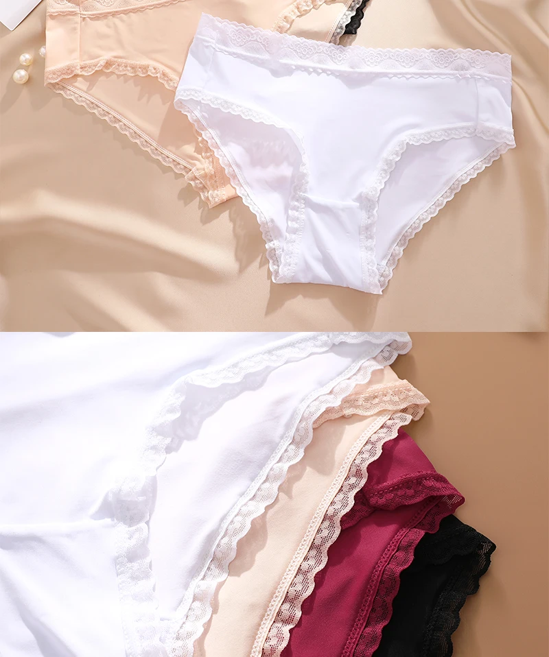 Seamless Women's Panties - Low Waist Briefs With Lace Edge | Ice Silk Comfort