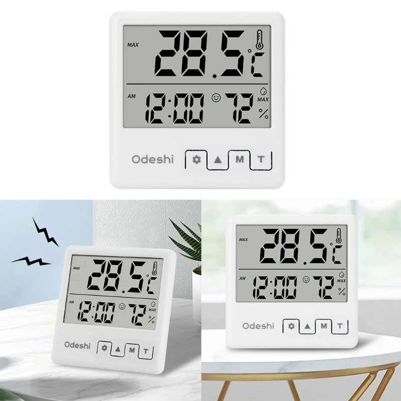 

Convenient Electronic Thermometer Hygrometer with Icon Alerts & Alarms Durable Drop Shipping