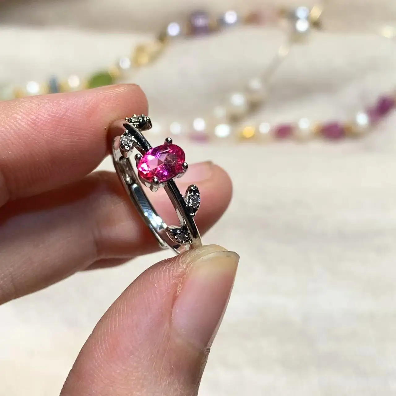 MM Natural PINK Topaz Ring Adjustable Female Ring Jewelry for Women Gift Wholesale High Quality Vintage Fine