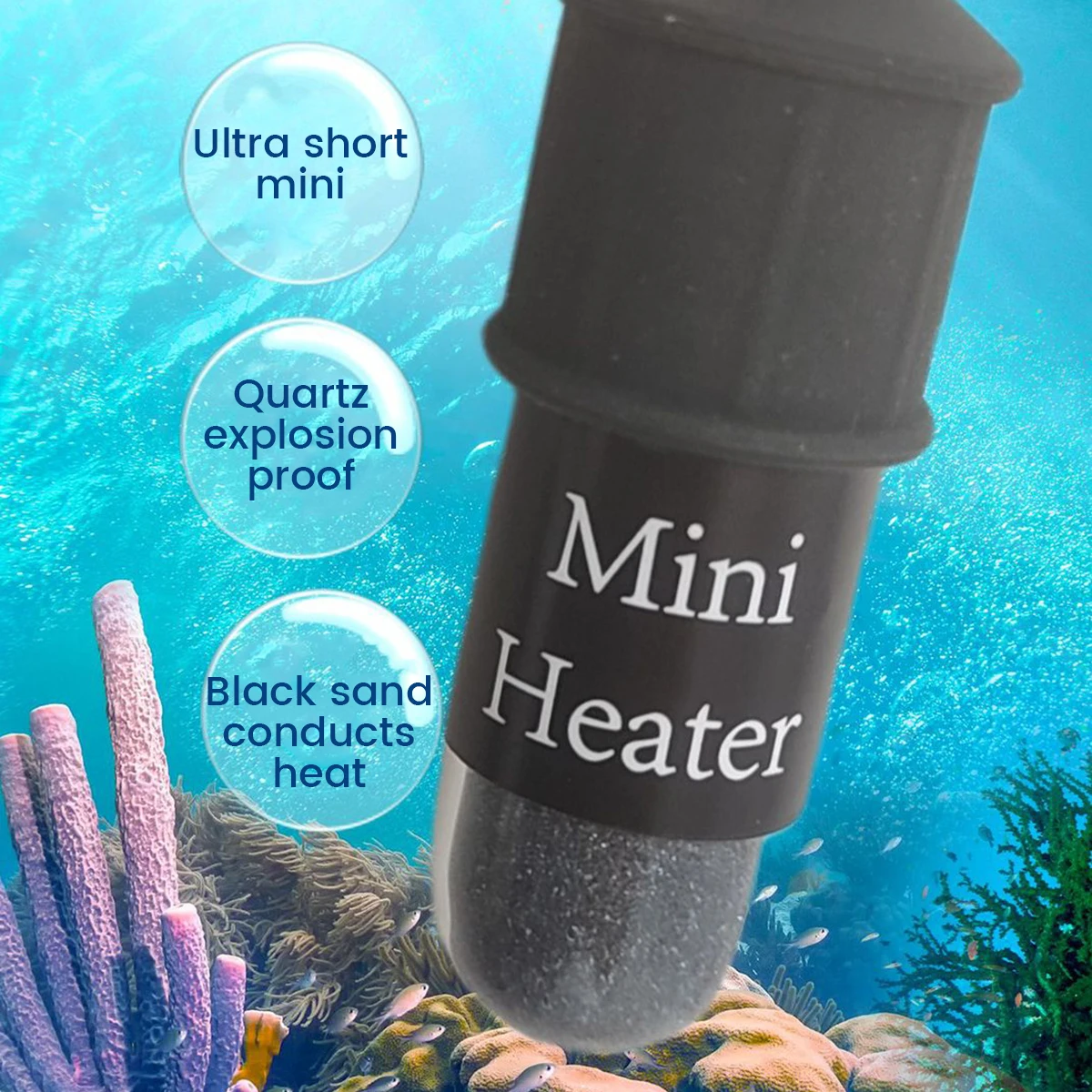 10W Mini Aquarium Heater Fish Tank Heater Thermostat Temperature Adjustable 5V/2A Turtle Heater Safe Tank Heater for 1-5L Tanks 2