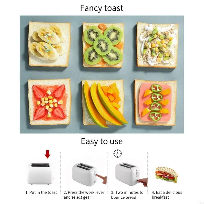 Multifunctional Breakfast Appliance Electric Toaster With Removable Crumb Tray 2 Slices Home Bread Toaster Kitchen Tool