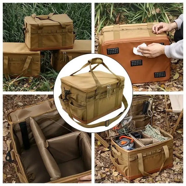 600D Camping Bag Large Capacity 30L 45L Black and Khaki Color Camping Storage Bag Portable Picnic BagOutdoor Accessories