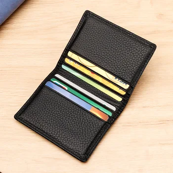 Porta carte da uomo in pelle Porta biglietti da visita dal design retrò minimalista e sottile con cerniera morbida