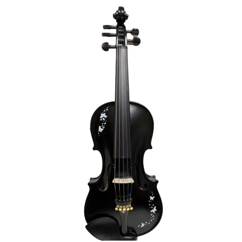 Black color drawing 5 strings 4/4 electric violin Acoustic violin E-Violin