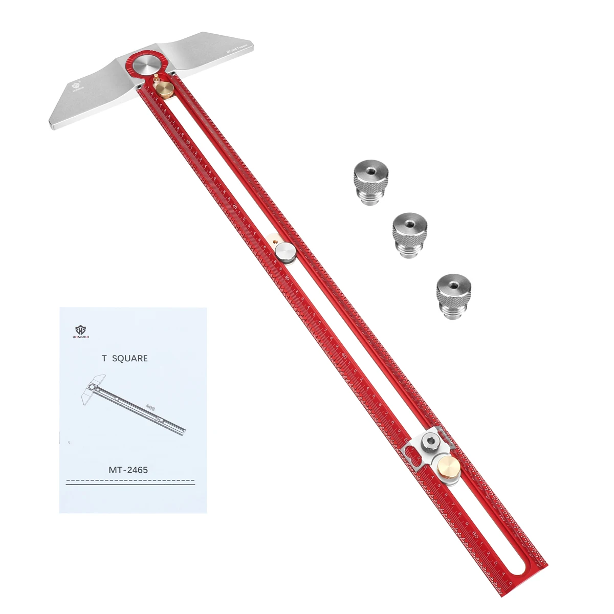 Aluminum Alloy Woodworking T Square Ruler Scriber for Hole Marking