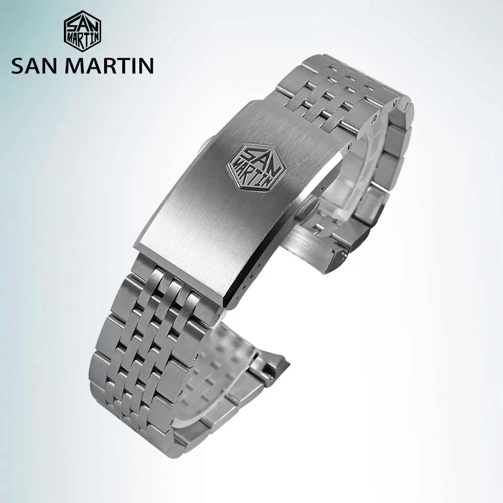 

San Martin Watch Bracelet for 62MAS 007 Watches High Quality 7 Links Solid Stainless Steel Watch Bracelets 20mm Brushed Clasp