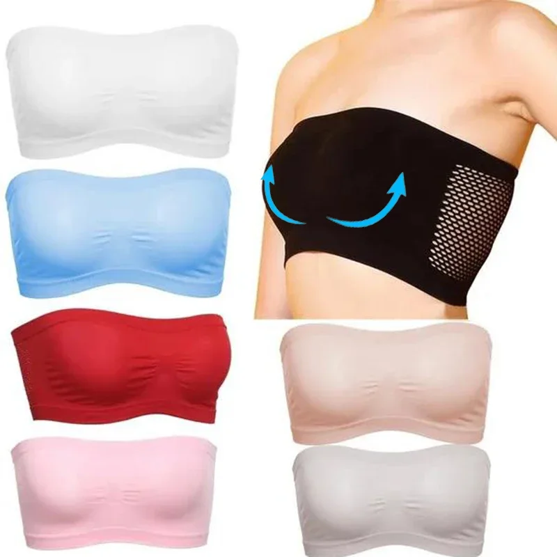 

Summer Breathable Mesh Tube Bra Invisible Strapless Crop Tops for Women Ladies Sexy Bralette Bra Bandeau Boob Underwear