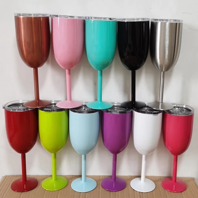 10oz Wine Glasses Double Wall Stainless Steel Insulated Metal