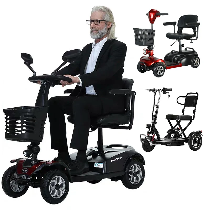 

foldable four 4 wheel electric scooter mobility scooters electric elektrikli disability scooter with chair for disabled elderly