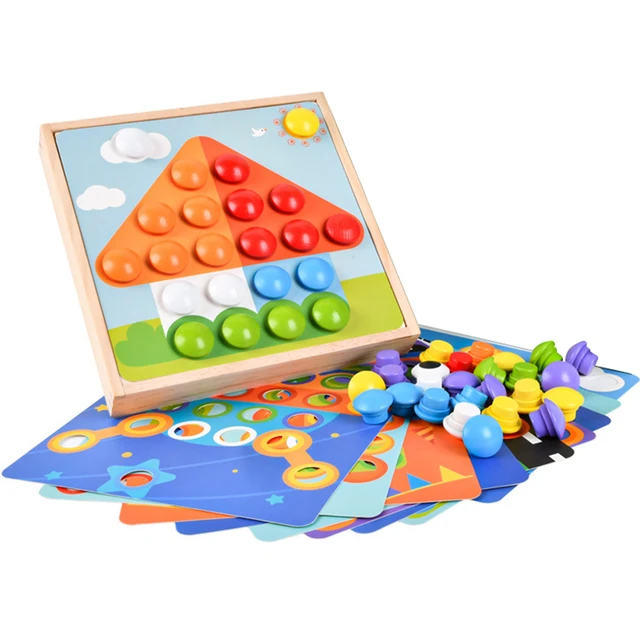 Creative 3D Mushroom Peg Board Games Puzzle DIY Toys for Children and Toddler Early Intelligence Exercise Game 2