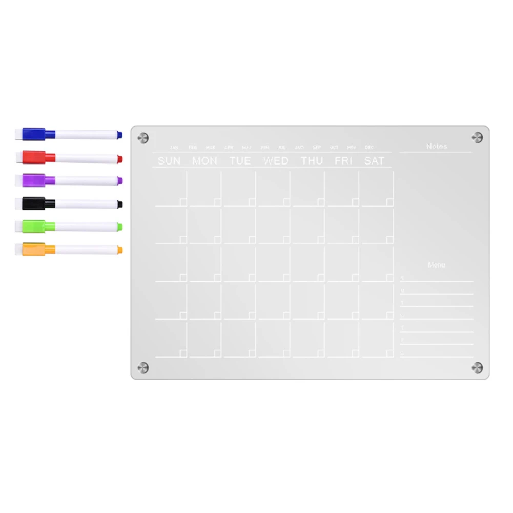 Description Picture 5 of itemMagnetic Acrylic Calendar With 6 Markers Planning Boards Monthly Weekly Planner Wall Stickers For Fridge Refrigerator Home Decor
