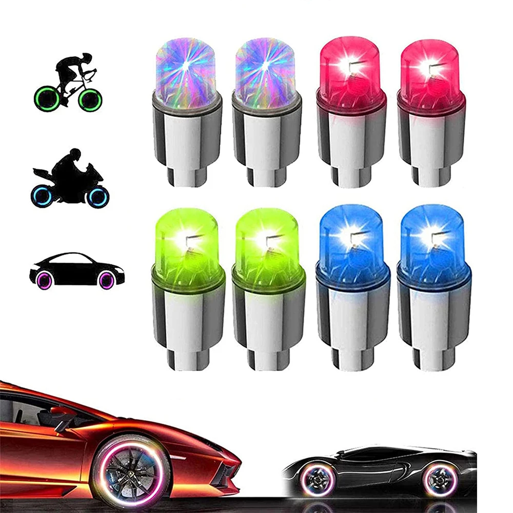 LED Bike Wheel Lights Car Tire Valve Stems Caps Bicycle Motorcycle Waterproof Tyre Spoke Flash