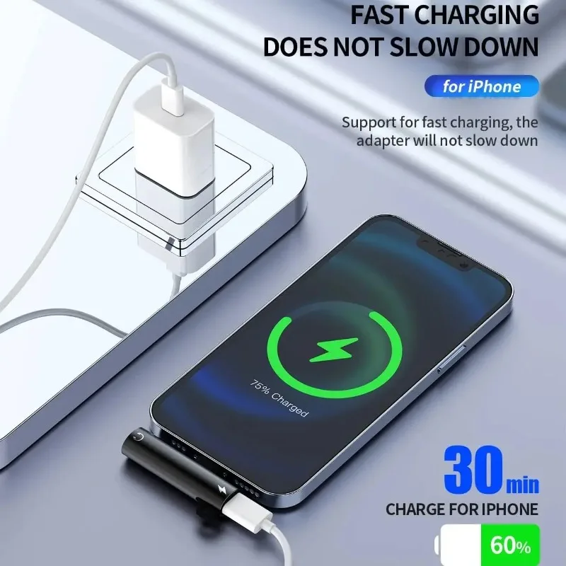 Headphone Adapter Lightning to 3.5mm AUX Audio Jack and Charging Dongle Earphone Headset Splitter Compatible with iPhone