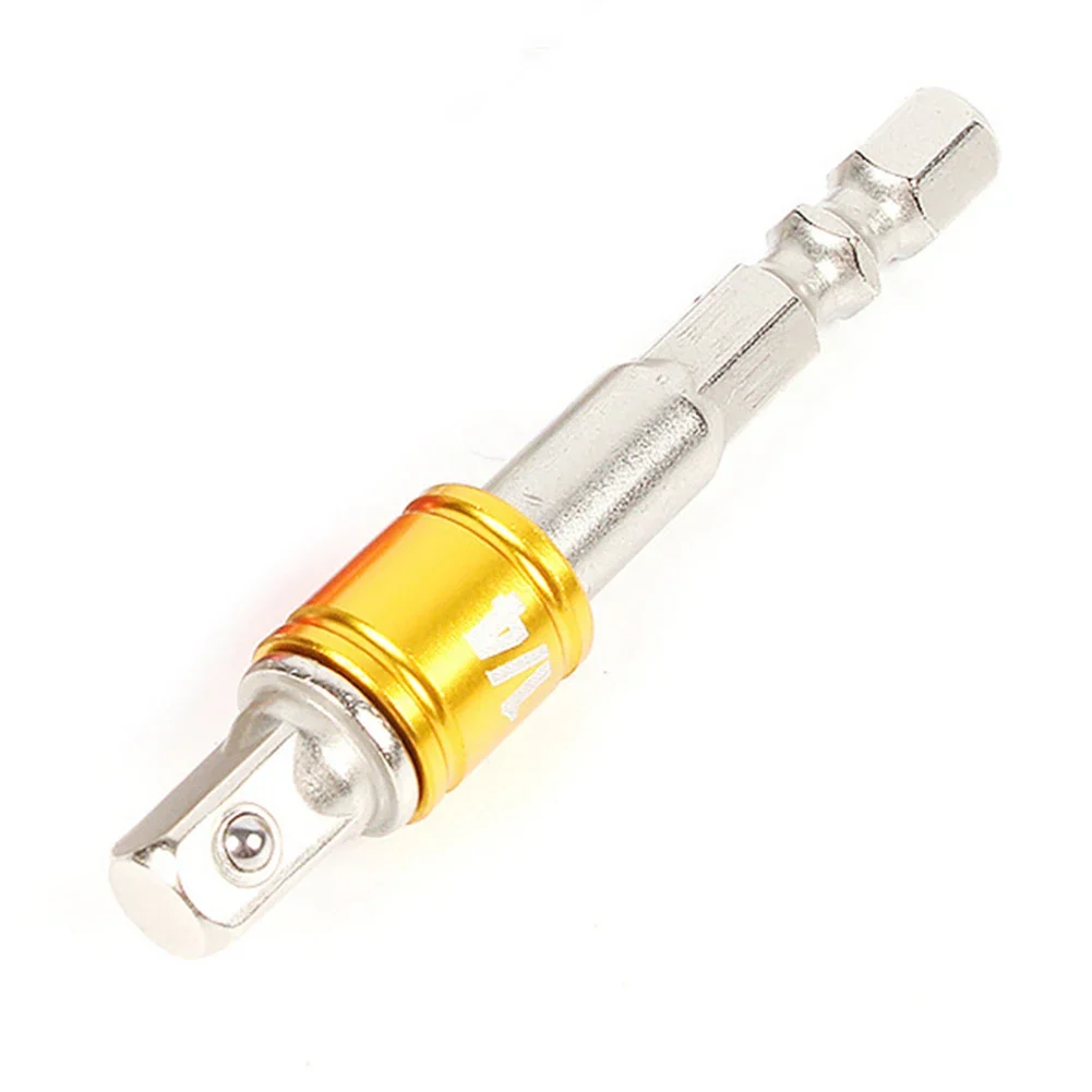Drill Socket Adapter 1/4" Hex Shank Wrench Socket Adapter Square Head Set Extension Drill Bits Bar Power Tools 1/4 3/8 1/2 4