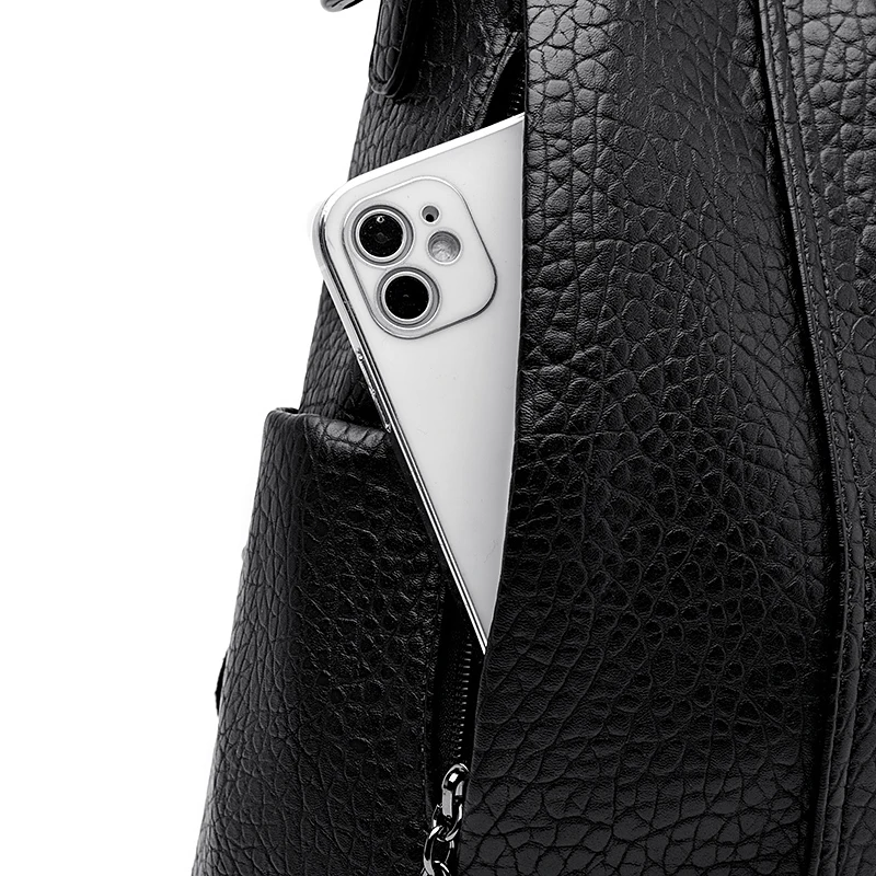 Sac à Dos Vintage en Cuir de Grande Capacité pour Femme et