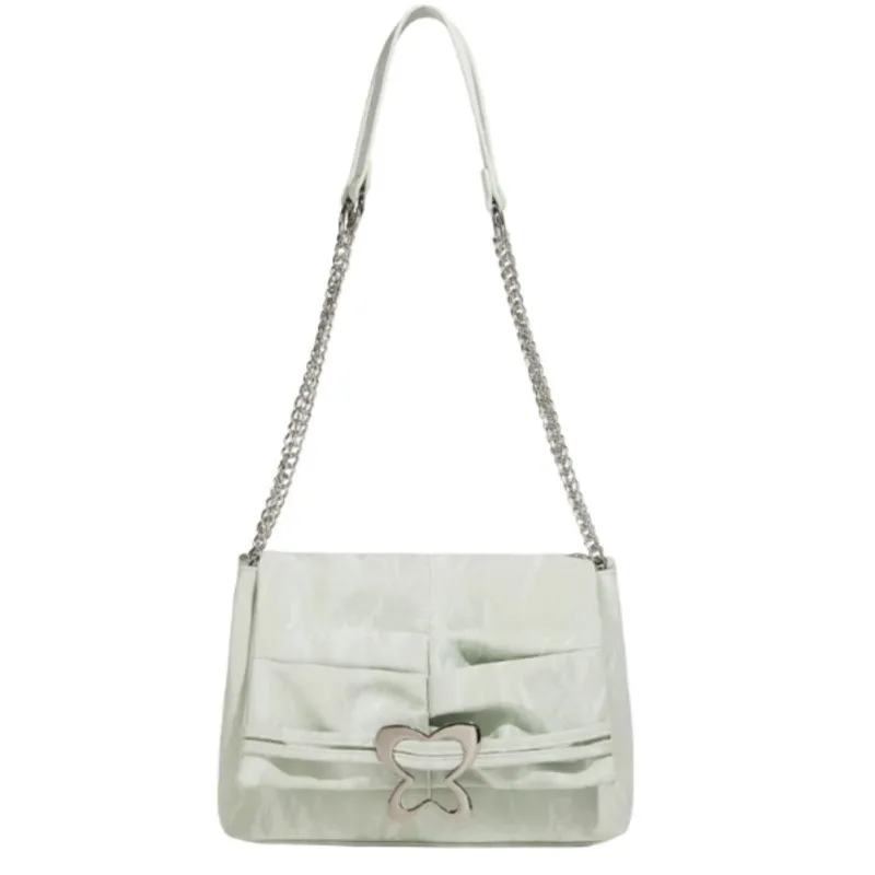 Sweet Cute Butterfly Tote Bag Women Chain Crinkle Large Capacity Shoulder Bags Ladies Gentle Casual Versatile Crossbody Bag 2025