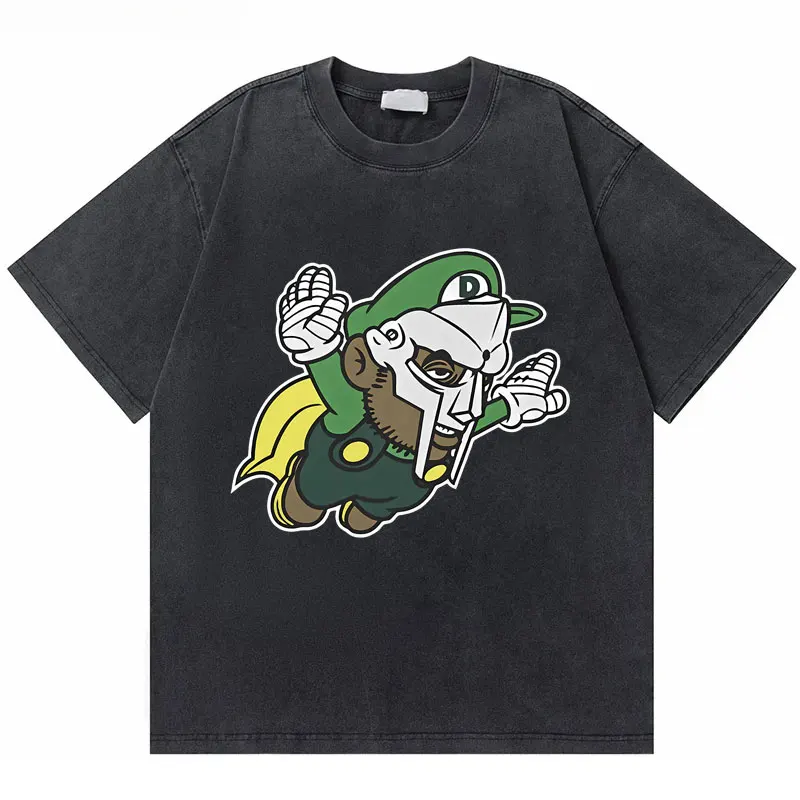 

Rapper Cartoon Funny Mf Doom Graphic Print T-shirts Men Women Washed Vintage Oversized T Shirt Male Hip Hop Tshirt Streetwear