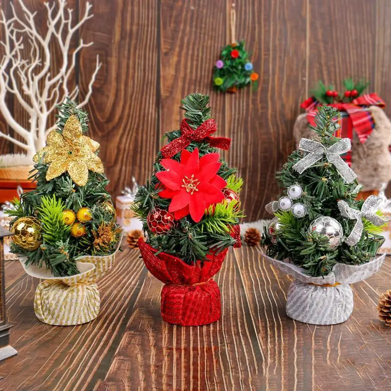 20cm Mini Christmas Tree Desktop Decoration Shopping Mall Window Decoration Christmas Tree Ornaments DIY Christmas Party Decor
