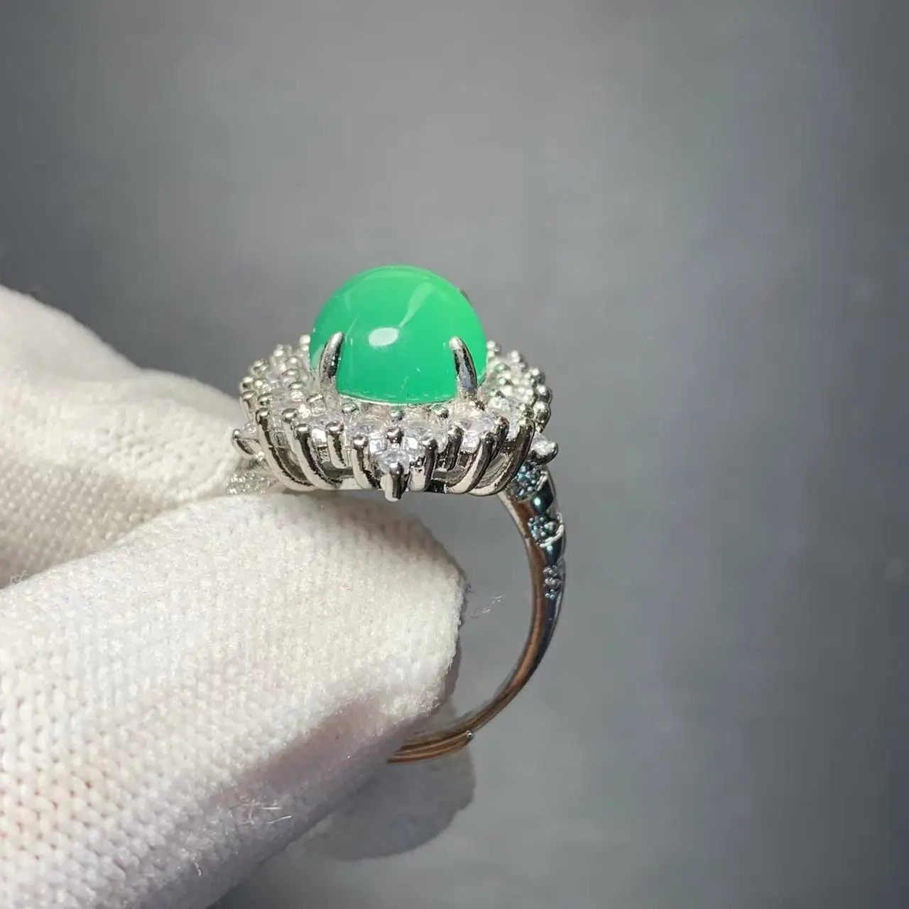 Natural Chalcedony Ring Adjustable Female Jewelry for Women Gift Wholesale High Quality Vintage Fine