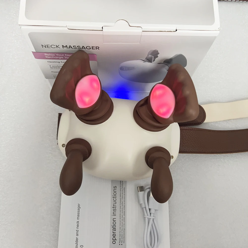 Finger Pressure Neck Massager Heated Back and Shoulder Massager Electric Kneading Neck Deep Massage Muscle Relax