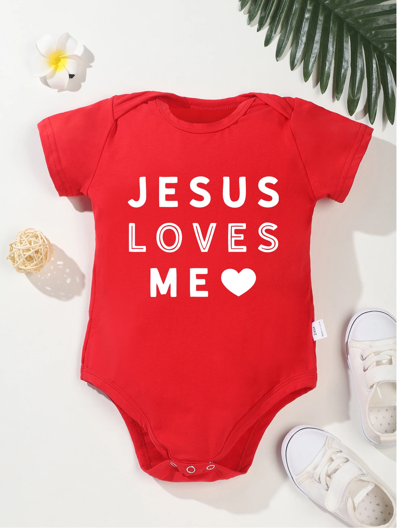 Jumpsuit Crewneck Toddler Jesus Loves Me Print Cute Bodysuit Infant Newborn Onesie Boy Girl Baby 0-24M Rompers 4