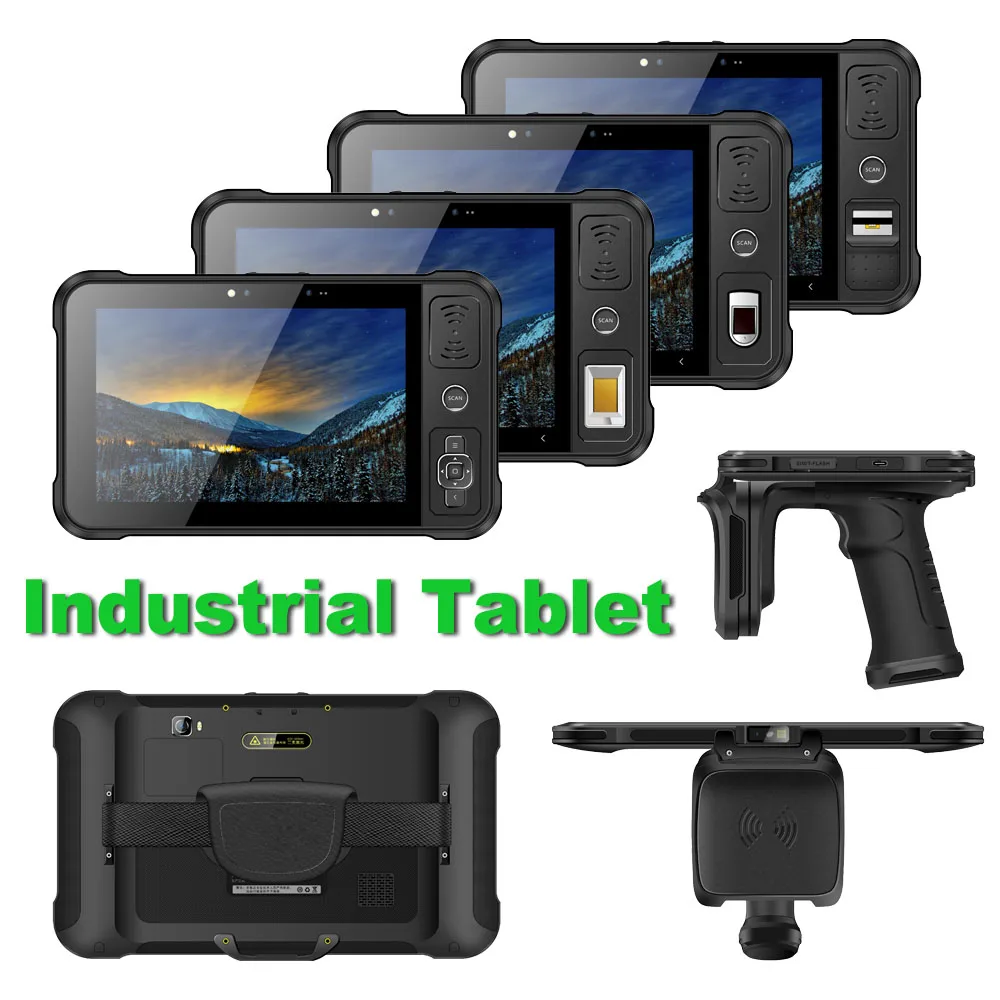 Tablet Pc Rfid Robusto Industriale Da 8 "Qualcomm Android 9.0 Biometria Sensore Di Impronte Digitali Lettore E Scrittore Rfid Uhf A Lungo Raggio